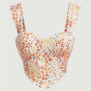 HP✨SHEIN MOD Ditsy Floral Print Bandana Hem Wide Straps Top